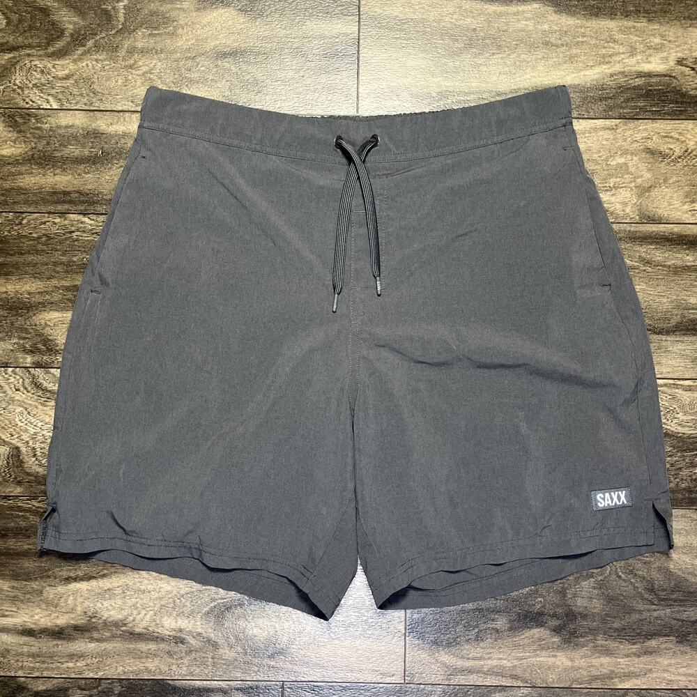 SAXX BallPark Pouch Sport 2 Life 2N1 Shorts Mens L Charcoal Gray 7" Casual EUC